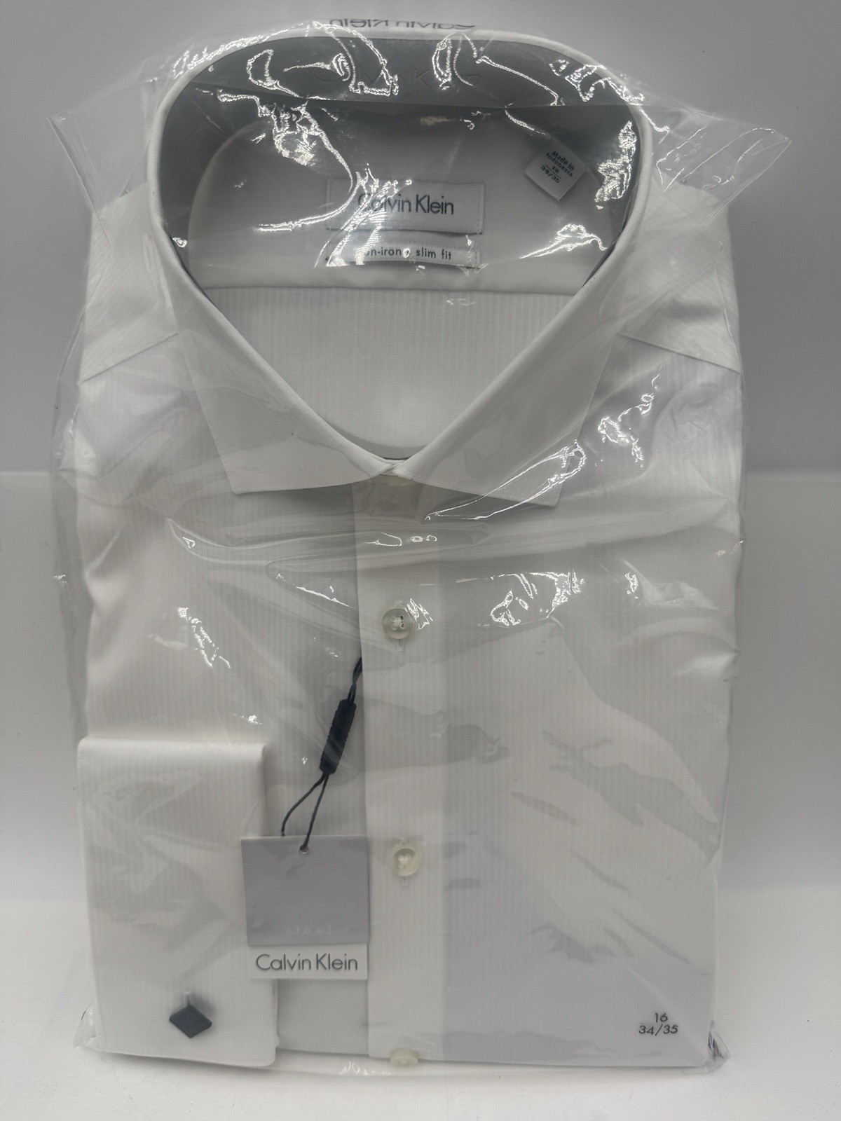 Calvin Klein French Cuff Men’s Shirts 16 34/35 White Cotton Slim Fit Lof Of 4