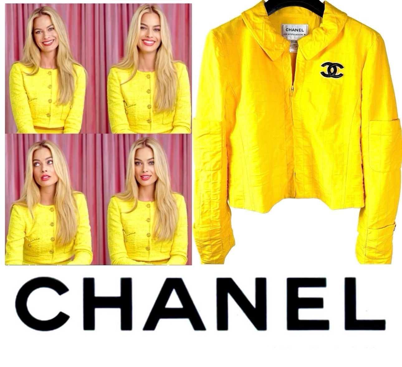 Chanel Vintage 2000 Yellow Jacket 36 38 40 4 6 8 Coat Top Black CC Op Taylor S M