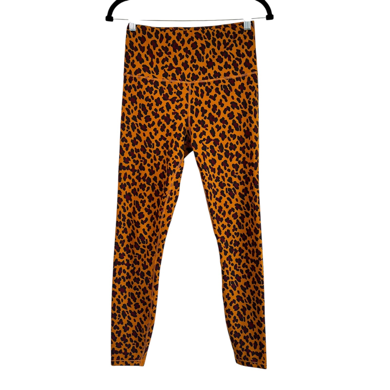 Varley Womens Century Yellow Cheetah Leggings Size M Athletic Gym Workout Yoga