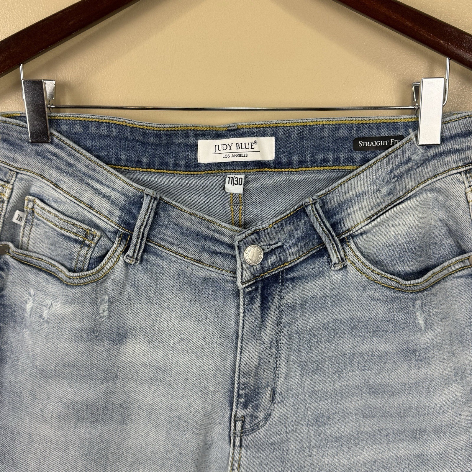 Judy Blue High Waist V-Front Vintage Wash Straight Denim Jeans – Size 11 / 30