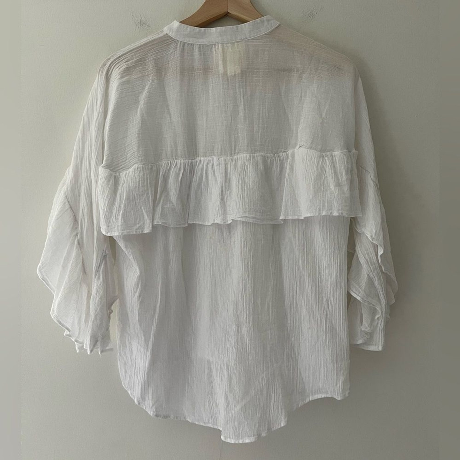 Maeve Anthropologie Blouse Gauzy Cotton Top Size Small Boho Coastal Cowgirl