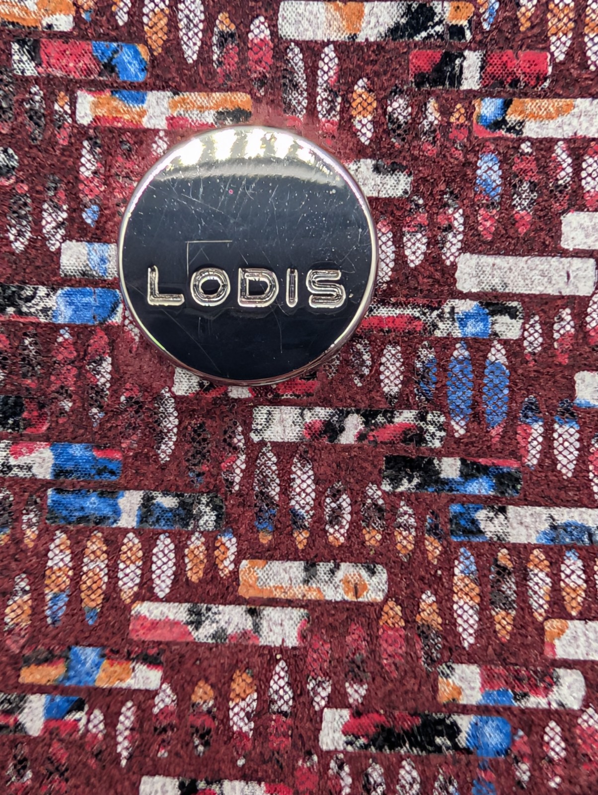 Lodis Red Shreds Wristlet Makeup Bag 10″X7″ And Wallet 5″X3″ Excellent Condition