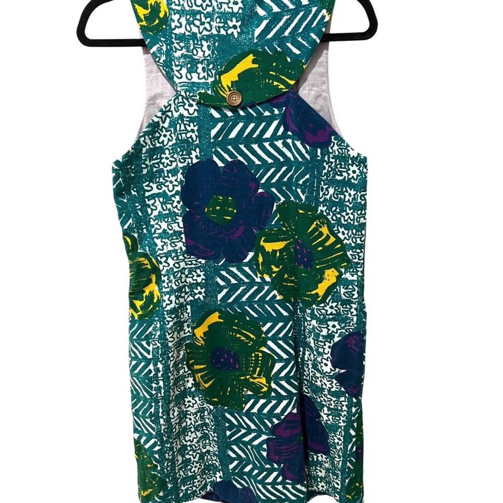 Anthropologie Vanessa Virginia Teal Blue Green Floral Embroidered Dress SZ 10