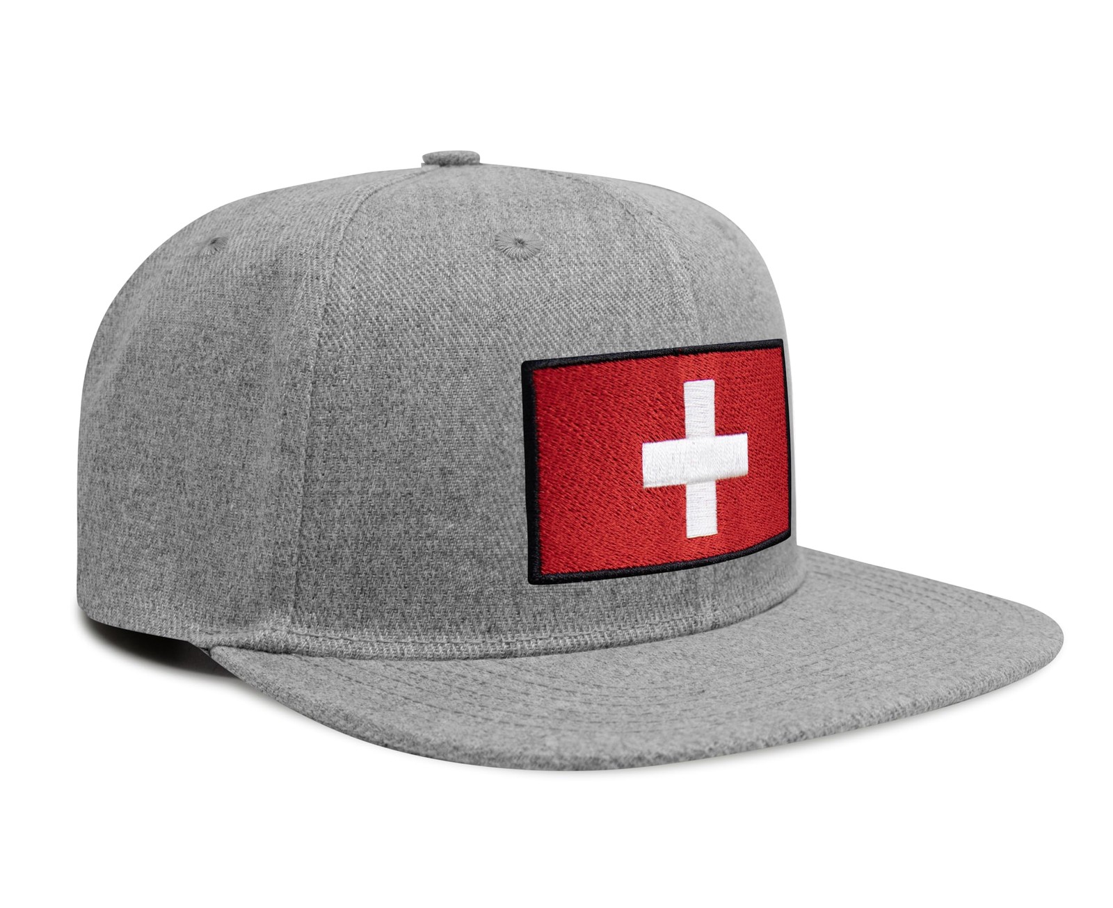 Swiss Flag Hat for Men Women – Snapback Trucker Baseball Cap (Grey Flatbill)