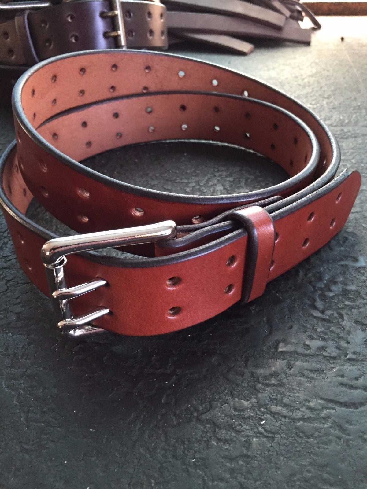 AMISH MADE WICKETT & CRAIG 1.5″ HEAVY DUTY REAL LEATHER WORK GUN HOLSTER BELT