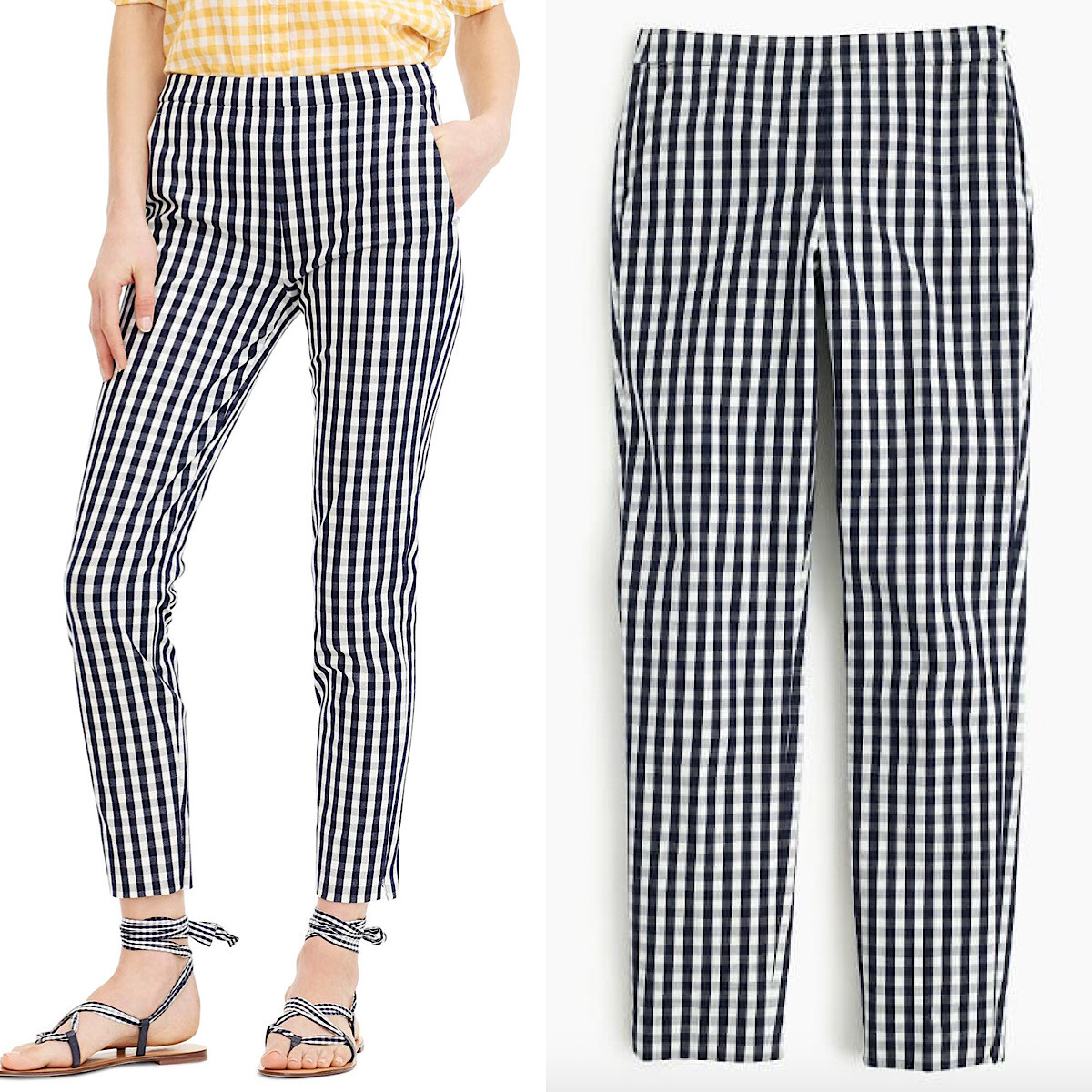 J.CREW Size 4 Martie slim crop pant in bi-stretch gingham NAVY Style E9564