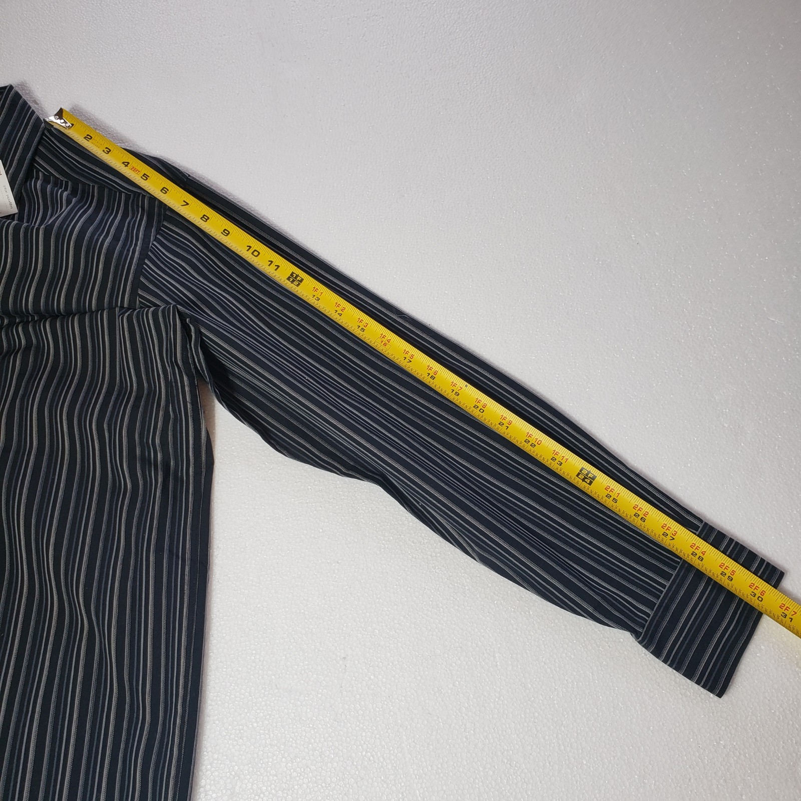 NEW Men’s Axcess Essentials, Black and Gray Striped Long Sleeve Shirt, Size Med.