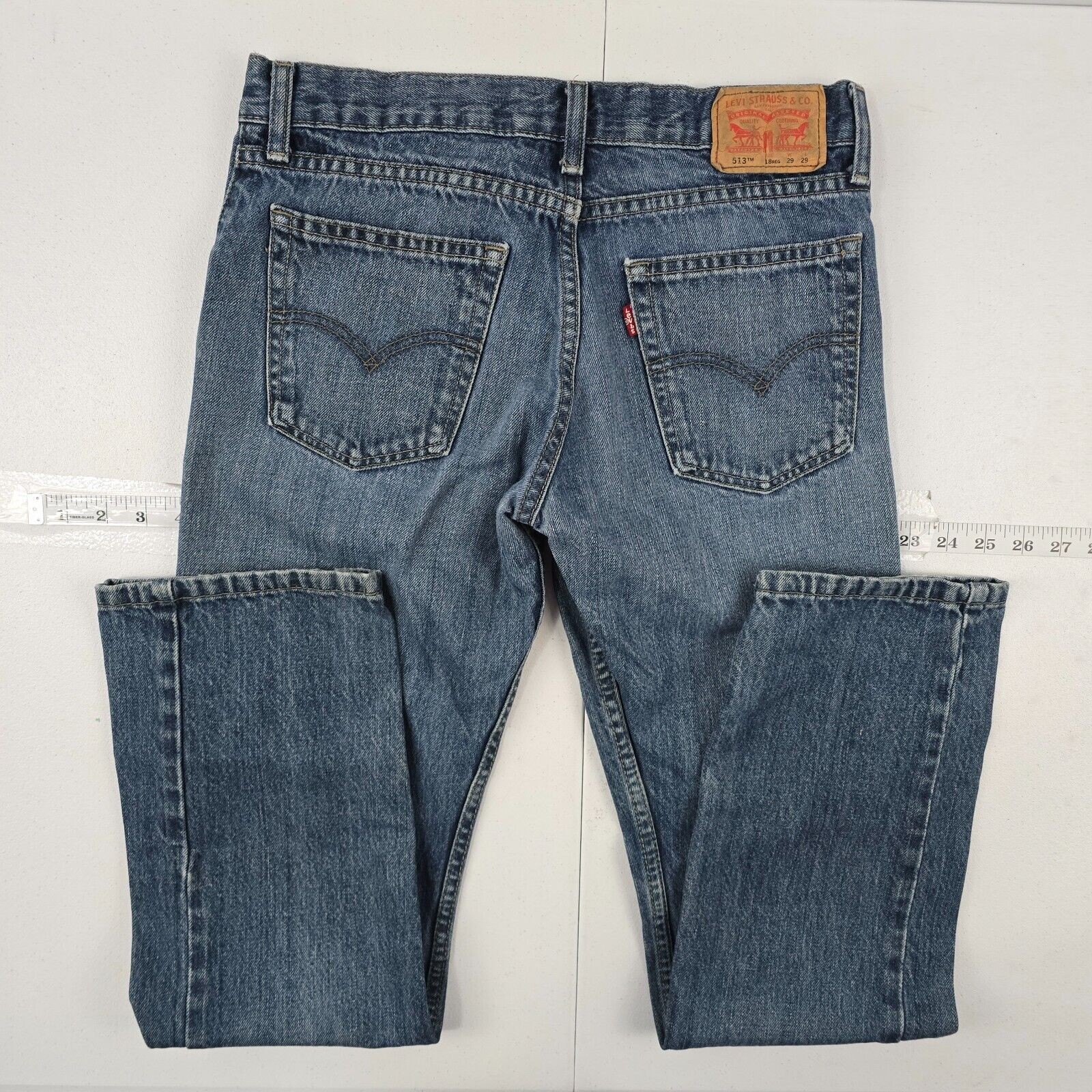 Levi’s 513 slim straight jeans boys 18 reg 29×29 blue denim 4929