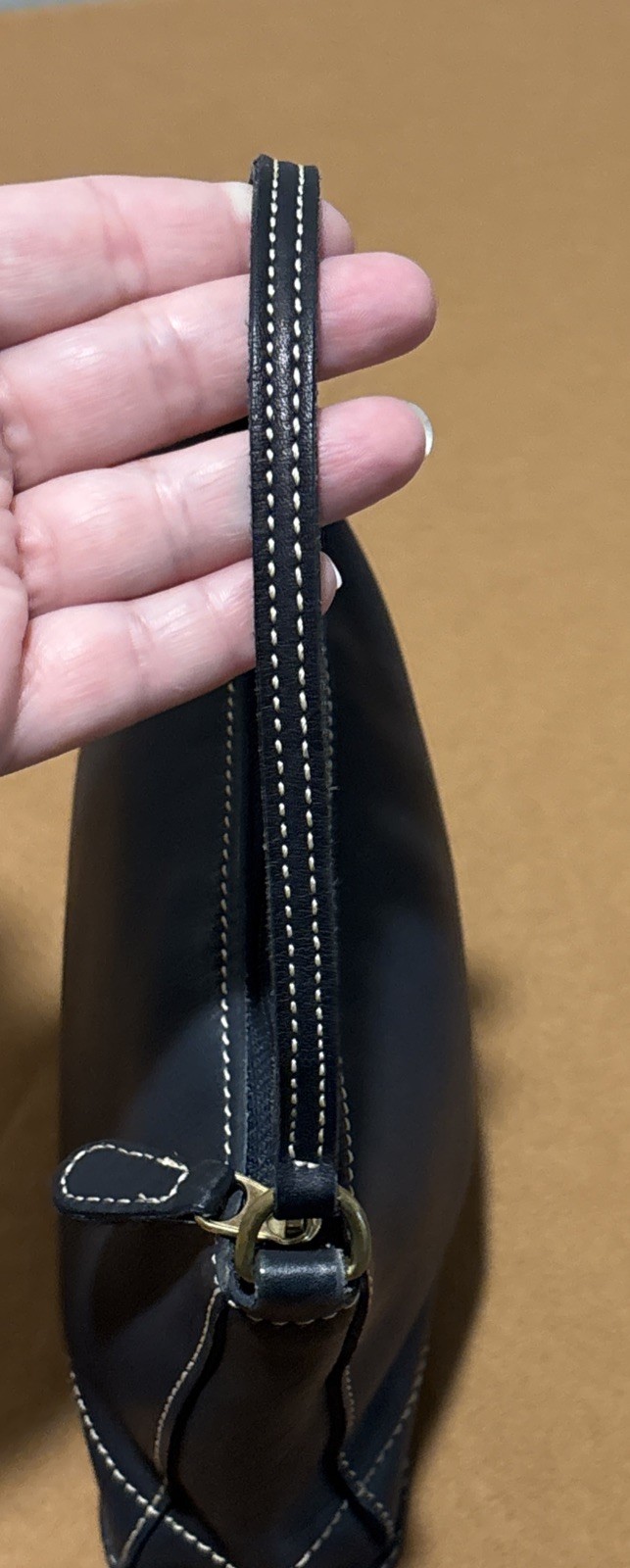 Authentic Coach B0P-9311 Black Leather Vintage Bleecker Demi Zip Shoulder Bag