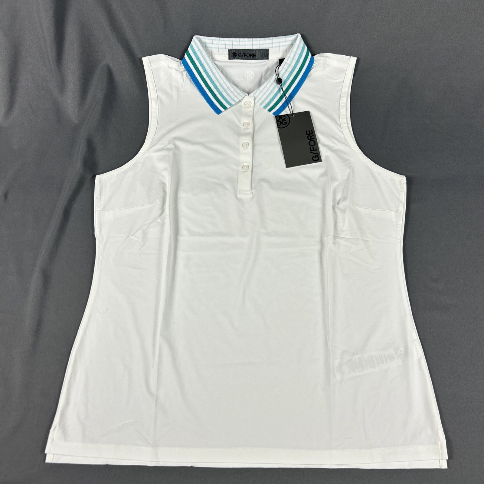 G/Fore G4 Golf Shirt Polo Rib Collar Sleeveless Large White Nylon NWT MSRP $110