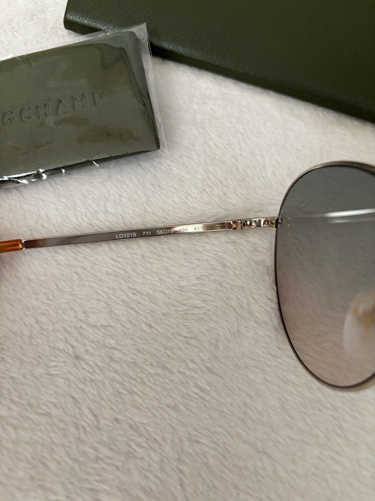 Longchamp LO101S Round Metal Sunglasses Gold Frame Brown Gradient Tinted 135
