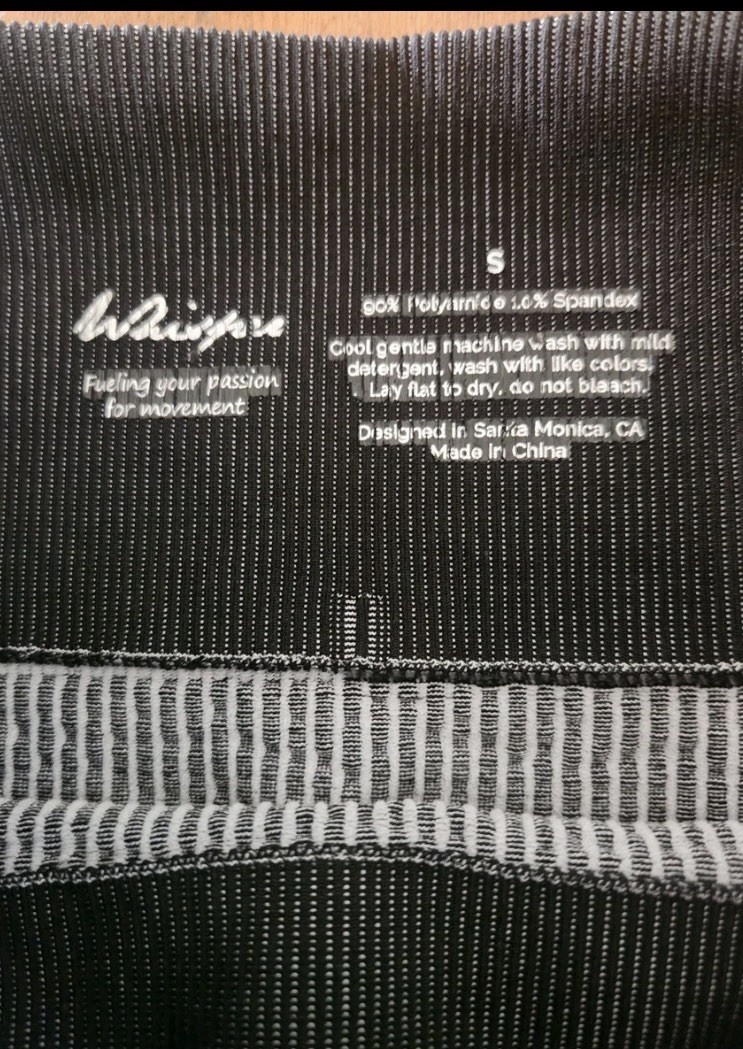 Whisper Black Ribbed Leggings & Sports Bra Set Size Small Stretchy Yoga