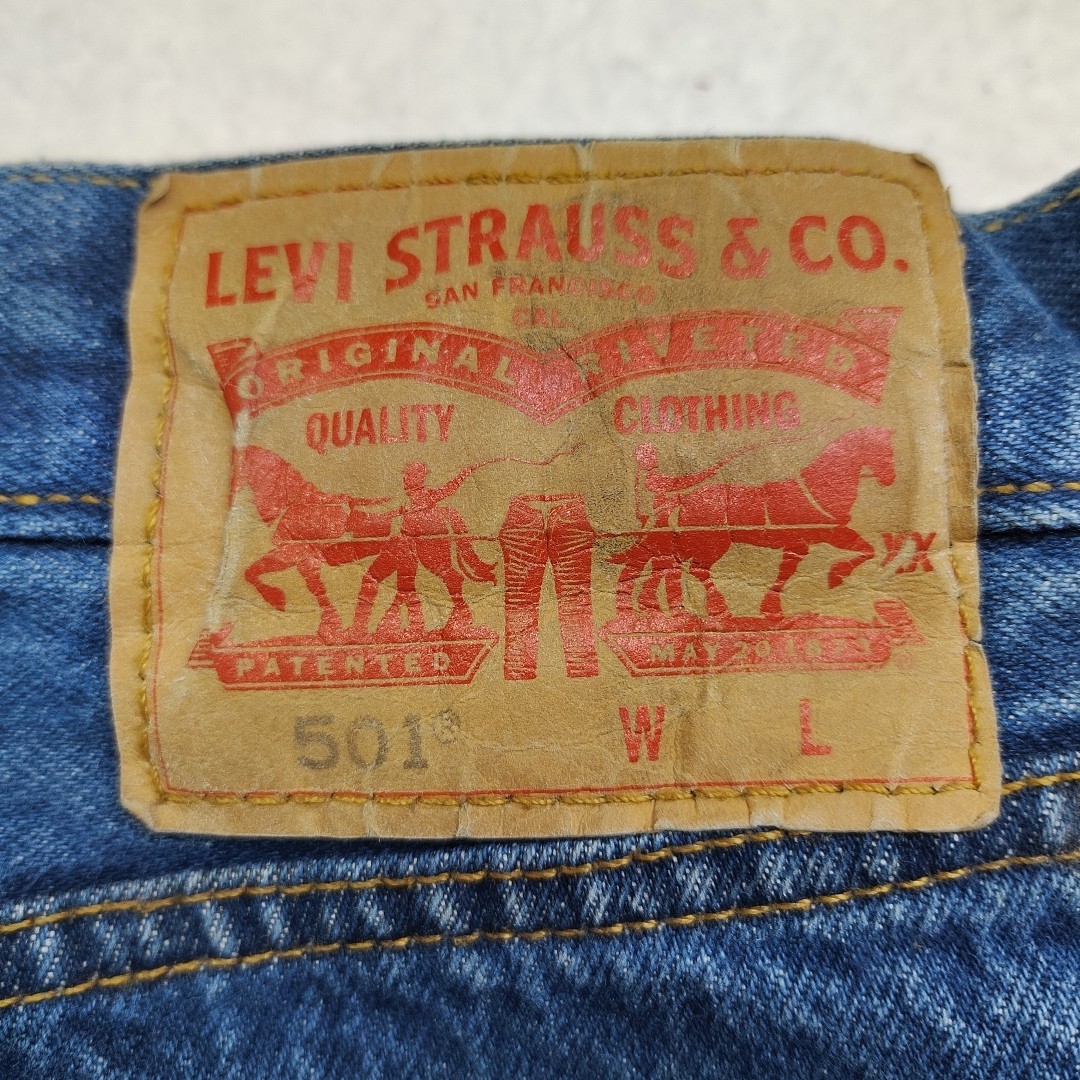 Levis Jeans 501 Mens 50×30 Button Fly Straight Leg Blue Denim Med Wash Work