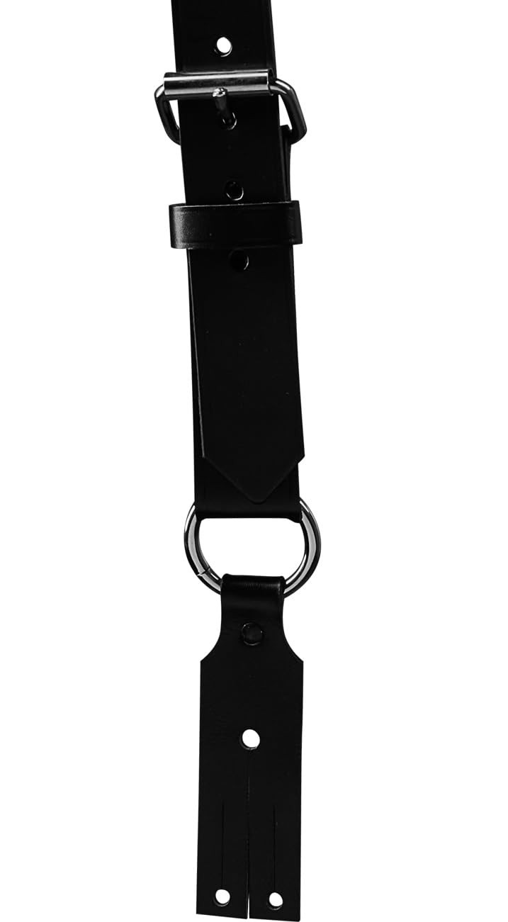 Firefighter Leather Suspenders with Button Attachment Full Grain Black Leathe…