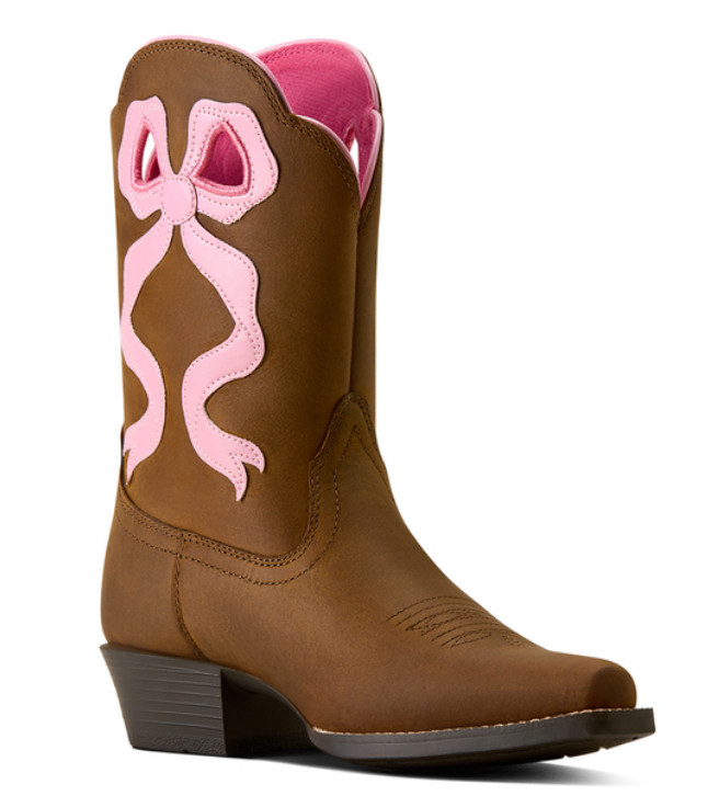 Ariat Youth Girl’s Lil Beaux Distressed Brown D Toe Western Boot 10080350