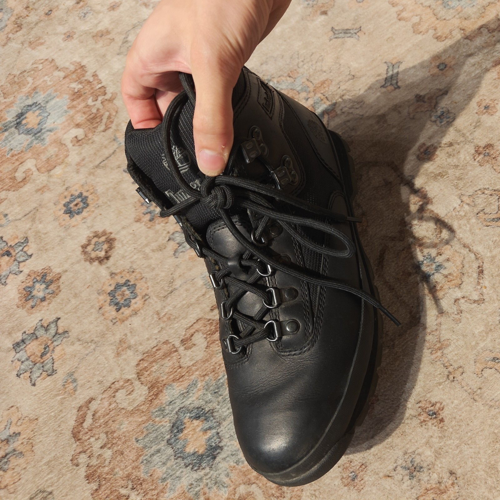 Timberland Euro Hiker Boots Black Leather Men 9.5 Style 56038