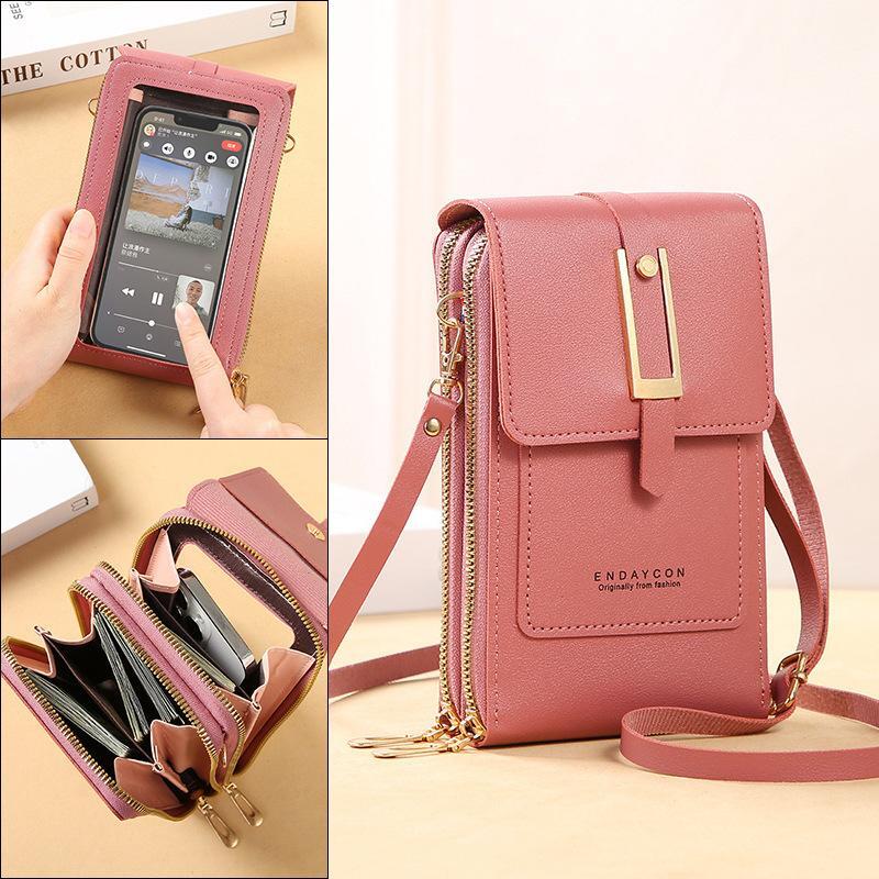 Women’s handbags, cell phone wallets, touch screen wallets