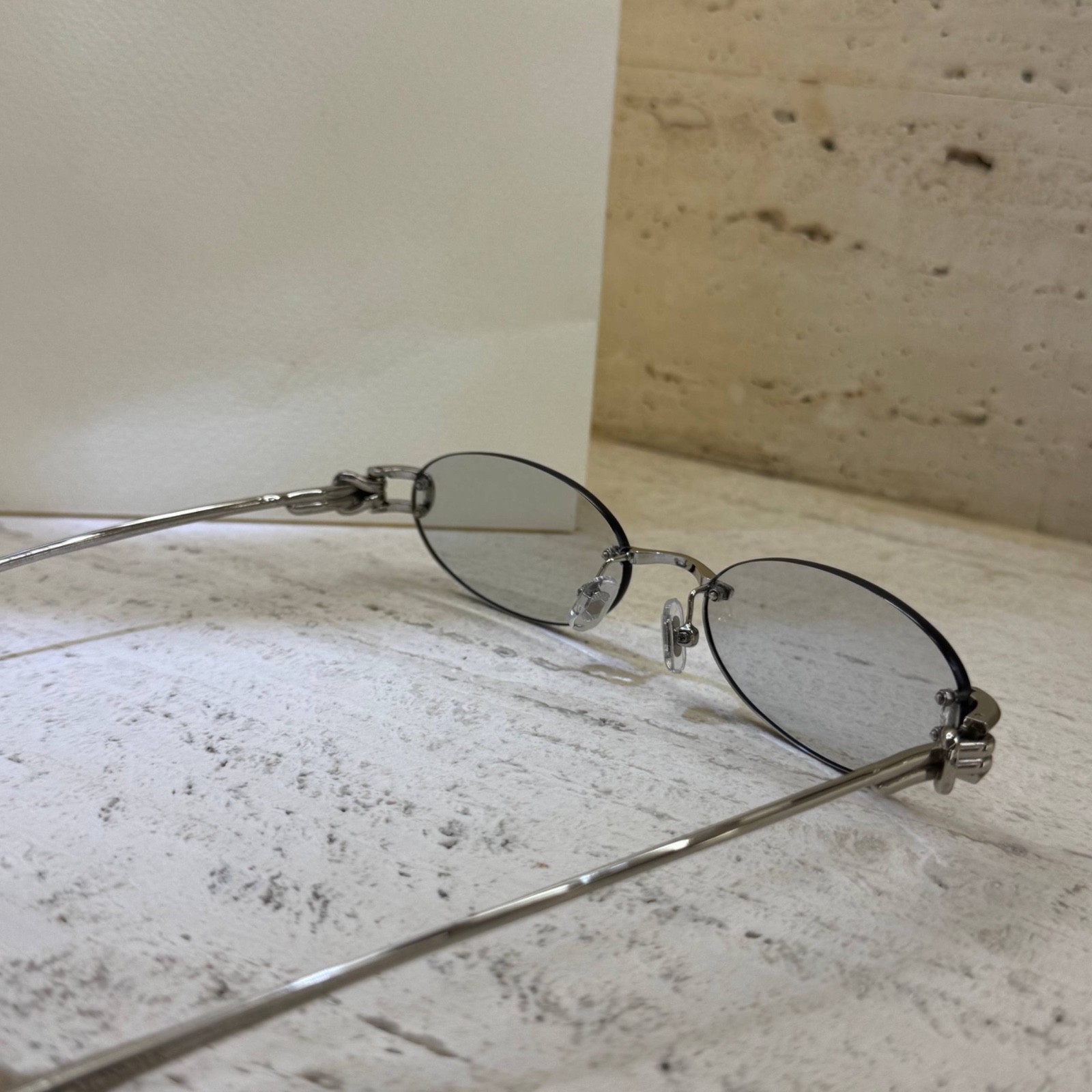 Gentle Monster Rimless Oval Eyeglasses Silver Metal Frame Korea Unisex