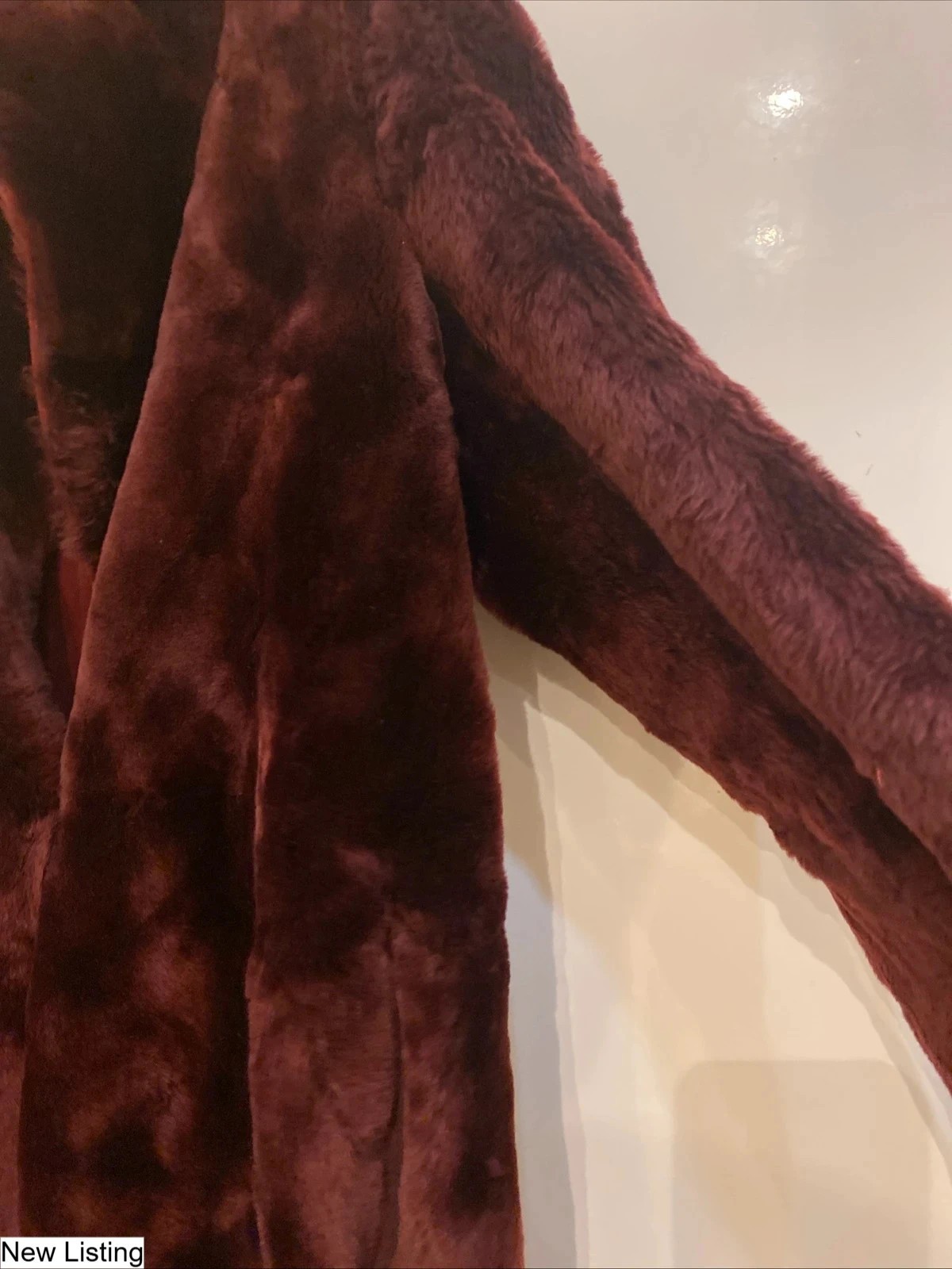 Theory Clarene reversible sheepskin short fur jacket M in claret red NEW #demure