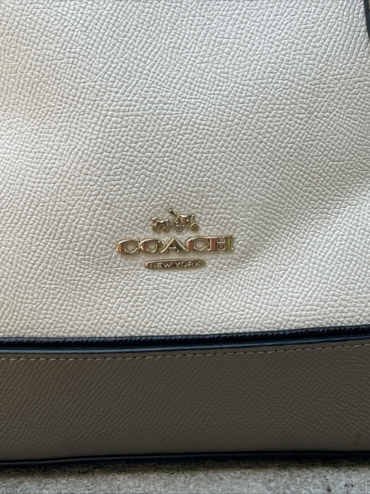 Coach Crossgrain Leather Dome Sierra Satchel -Cream & Taupe Elegant, Structured
