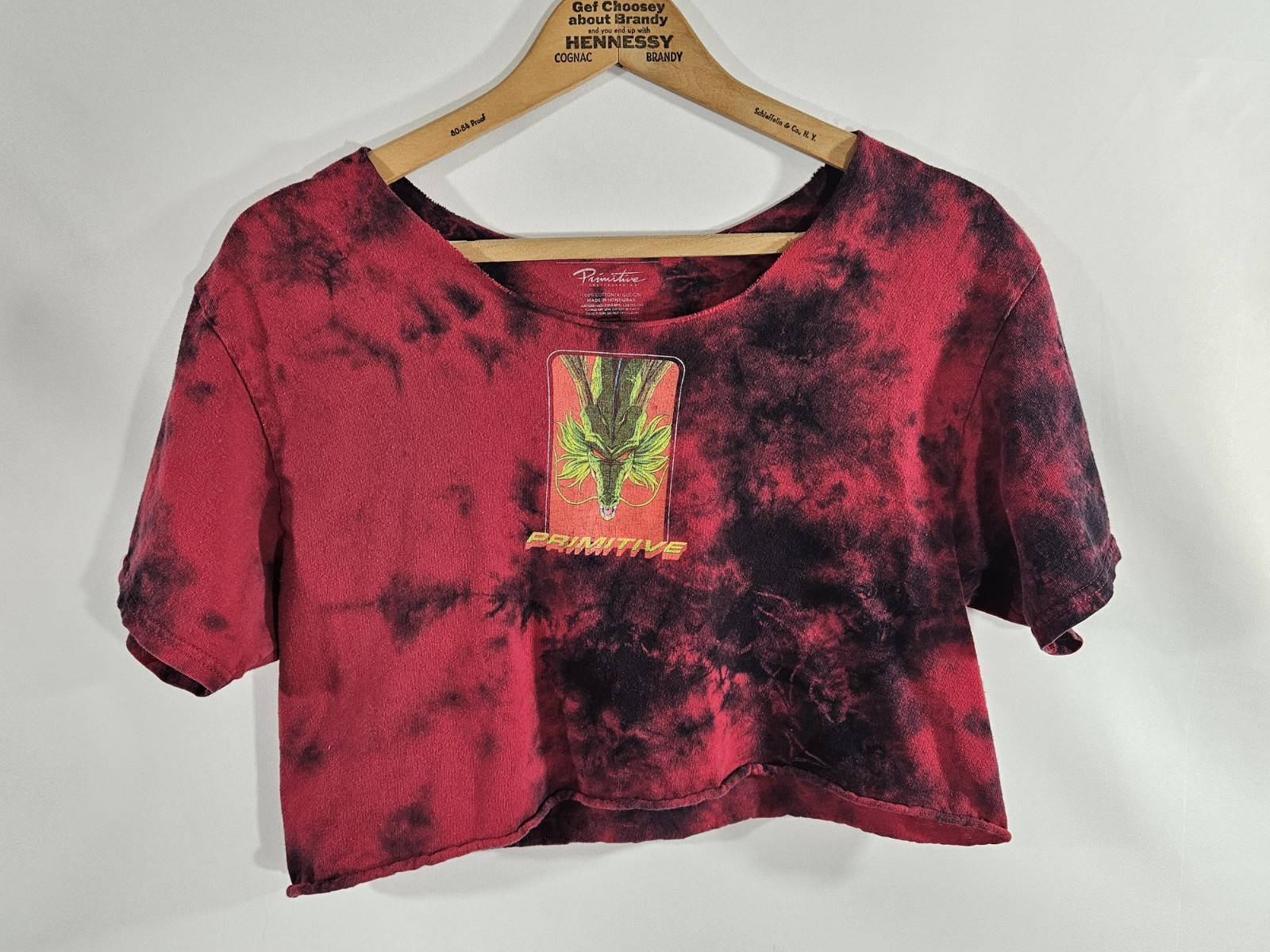 Primitive x Dragon Ball Z Shenron Cropped T-Shirt Red Tie Dye Streetwear DBZ S