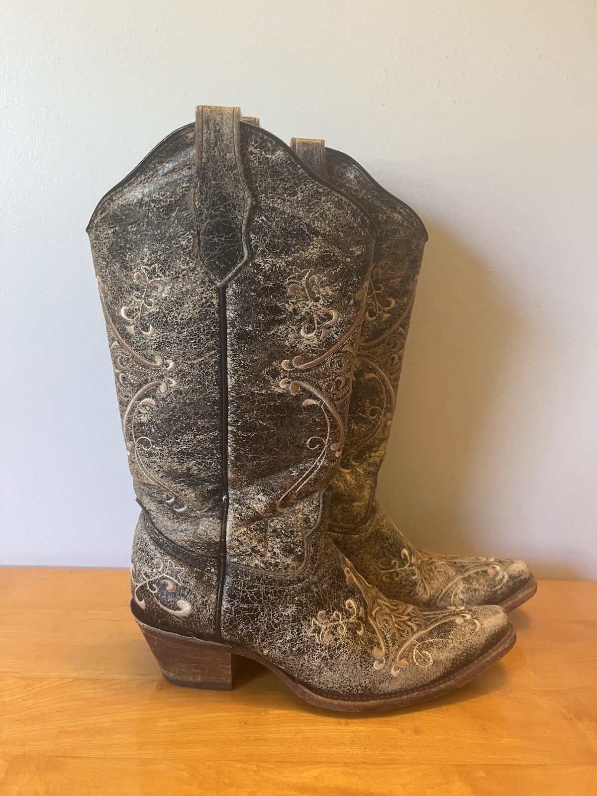 CIRCLE G by Corral Western Cowboy Boots Snip Toe Crackle Boho L5048 Women Sz 8 M