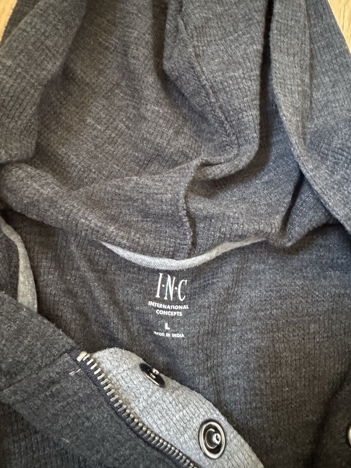 I.N.C. International Concepts Gray Hooded Half-Zip Pullover Hoodie Men L