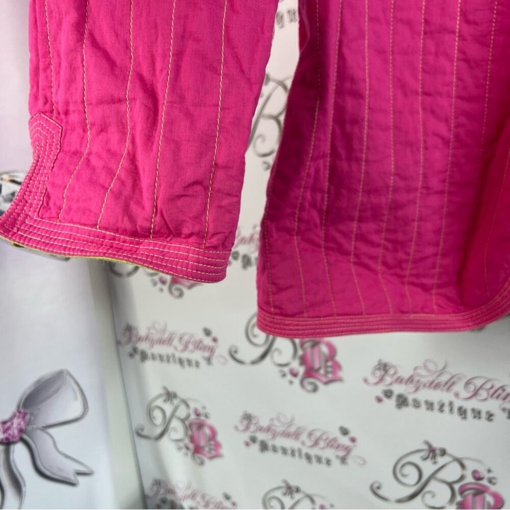 Attitude jacket coat quilted style 2 tone lime Fuchsia Quilted Utility Jacket