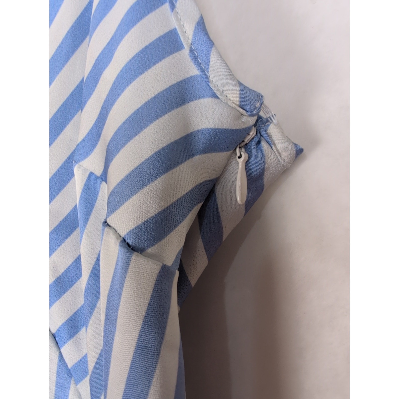 Preppy Coastal blue and white striped satin slip dress Size Small Nautical Retro