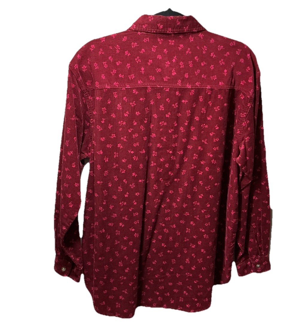 Winnie The Pooh Women’s Burgundy Corduroy Embroidered Button Shirt Medium NWT