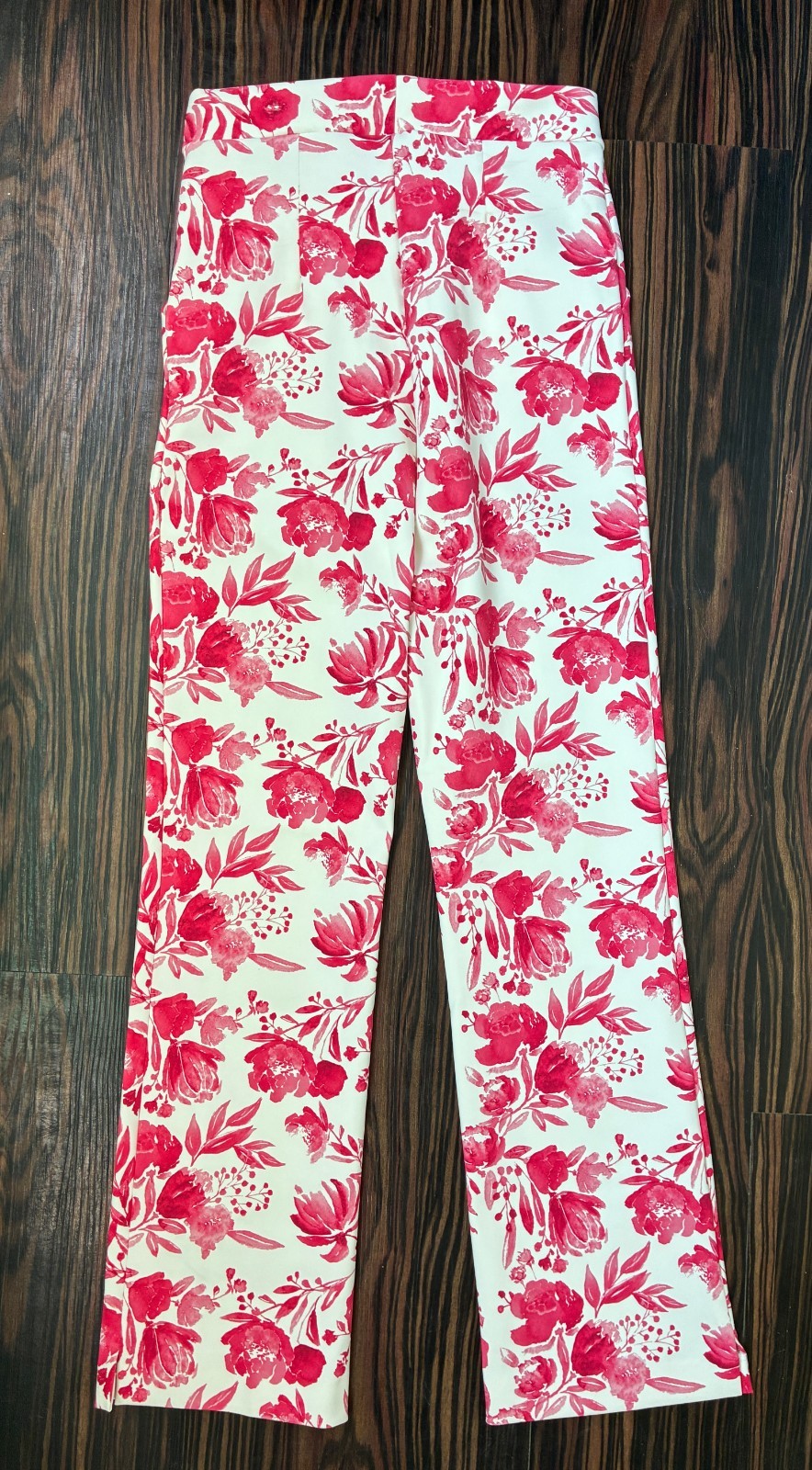 Chiara Boni La Petite Robe Pants Womens IT 40 Pink Floral Stretch Bootcut Italy