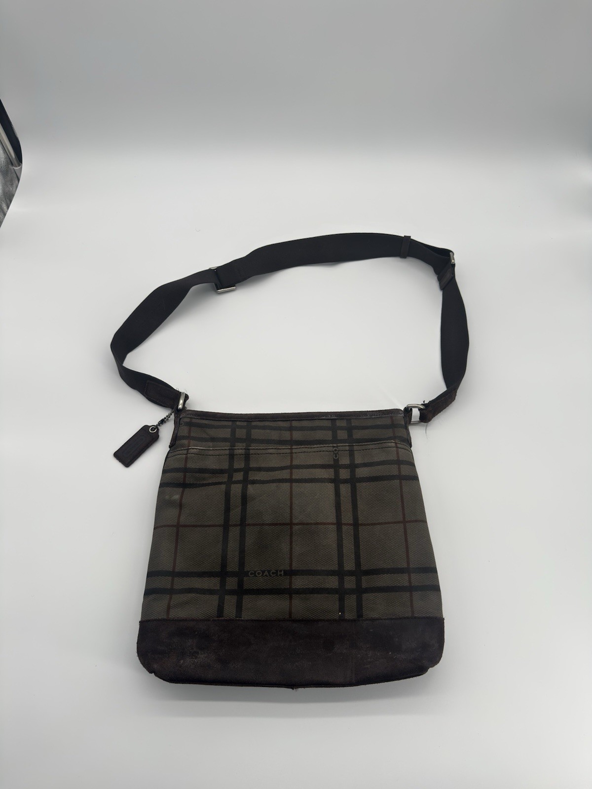 Coach Camden Tattersall Zip Top Crossbody Bag, Canvas, Leather, F1861-F70935