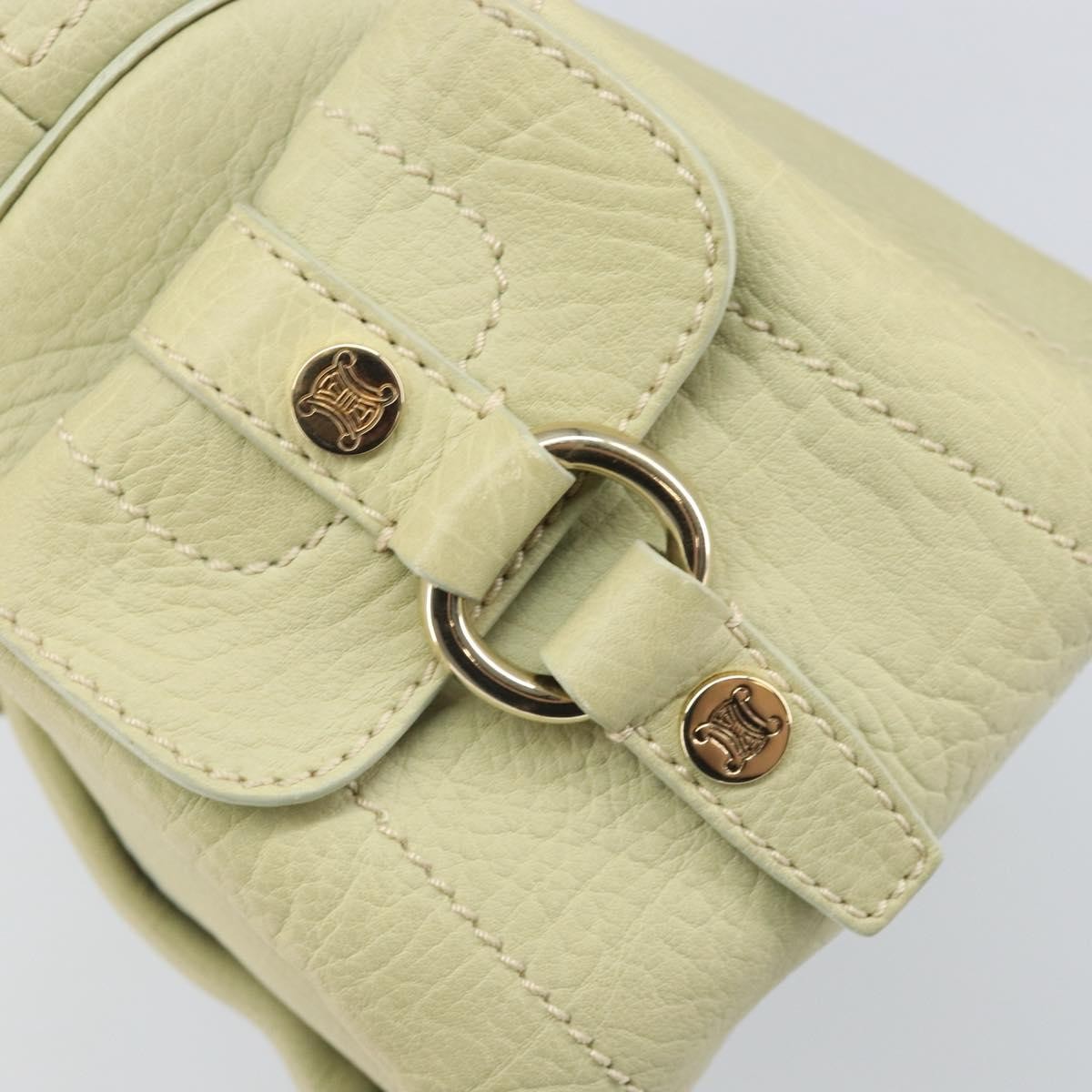 CELINE Boogie Hand Bag Leather Green Gold Auth BA9733