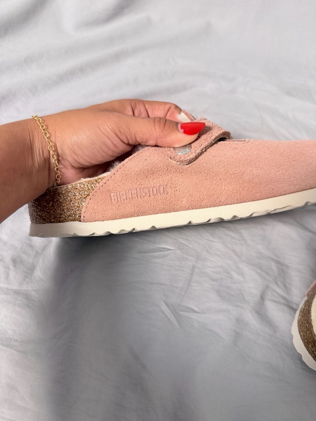 Birkenstock Boston Shearling Lined Suede Clogs in Pink Clay