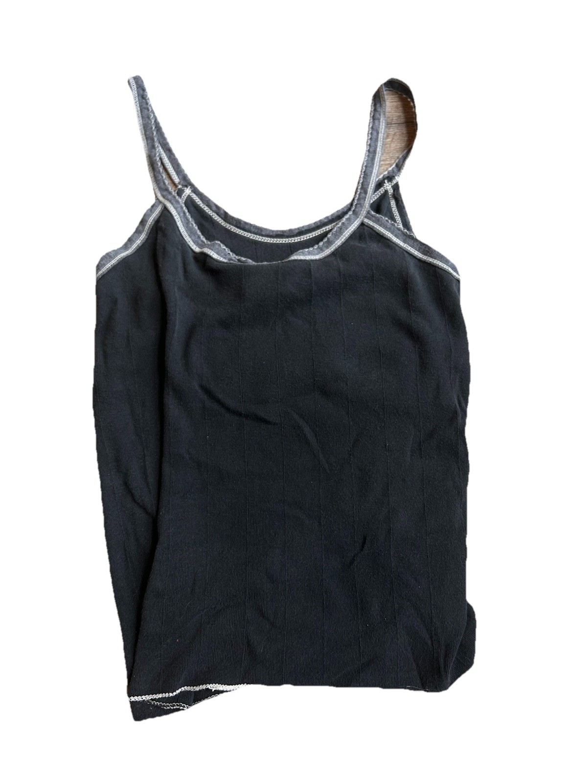 Y2K Floral Cami Tank Top Black Red Flower Contrast Stitch Bulldog M/L Vintage 90
