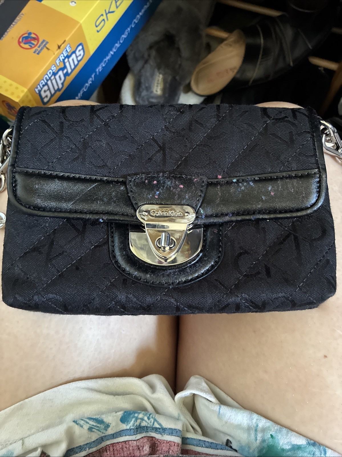 Authentic Calvin Klein Genuine Leather Crossbody/Shoulder Bag, Small, Black