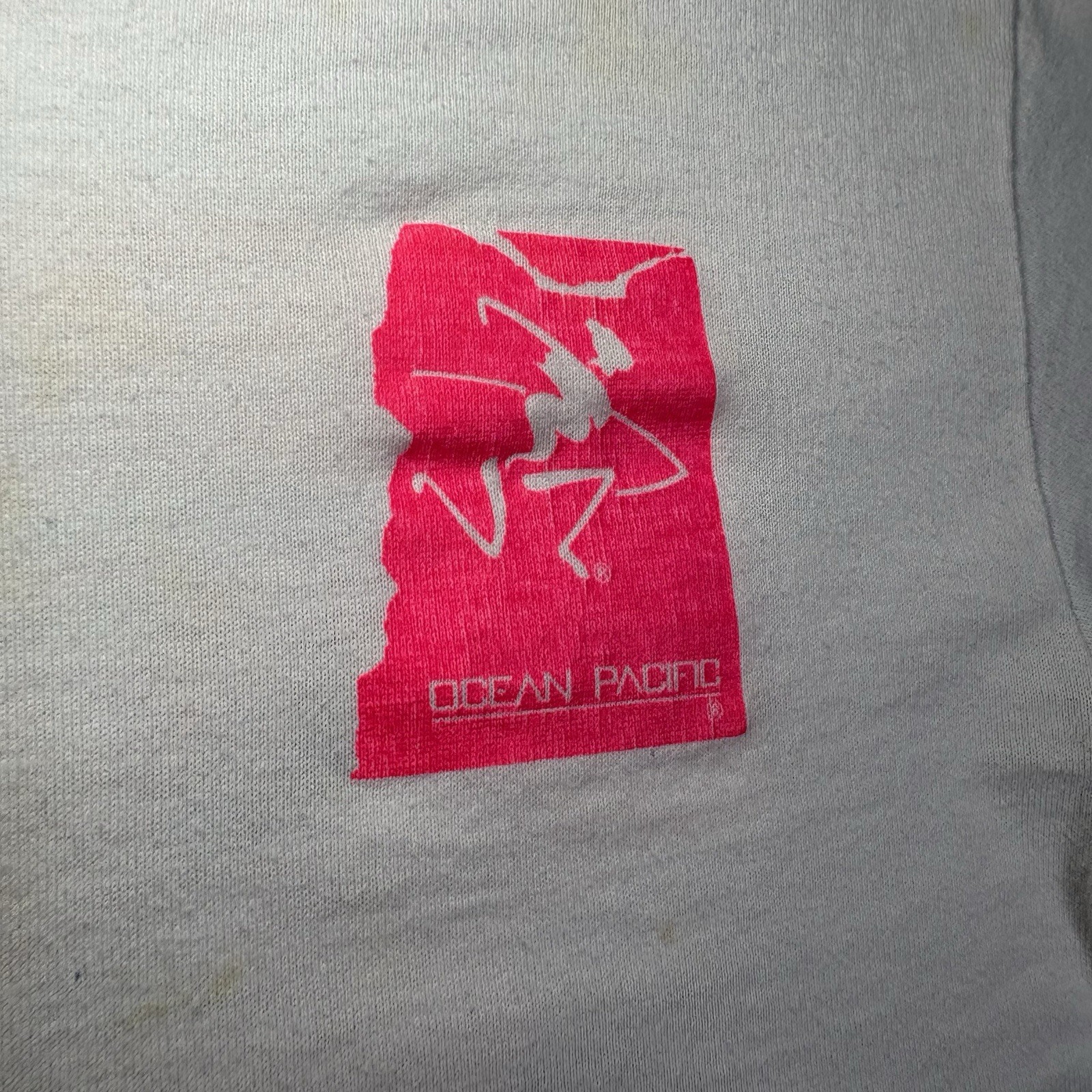 Vtg 1989 Ocean Pacific Op Surf T Shirt Crop Top Neon Windsurfing Made in USA SM