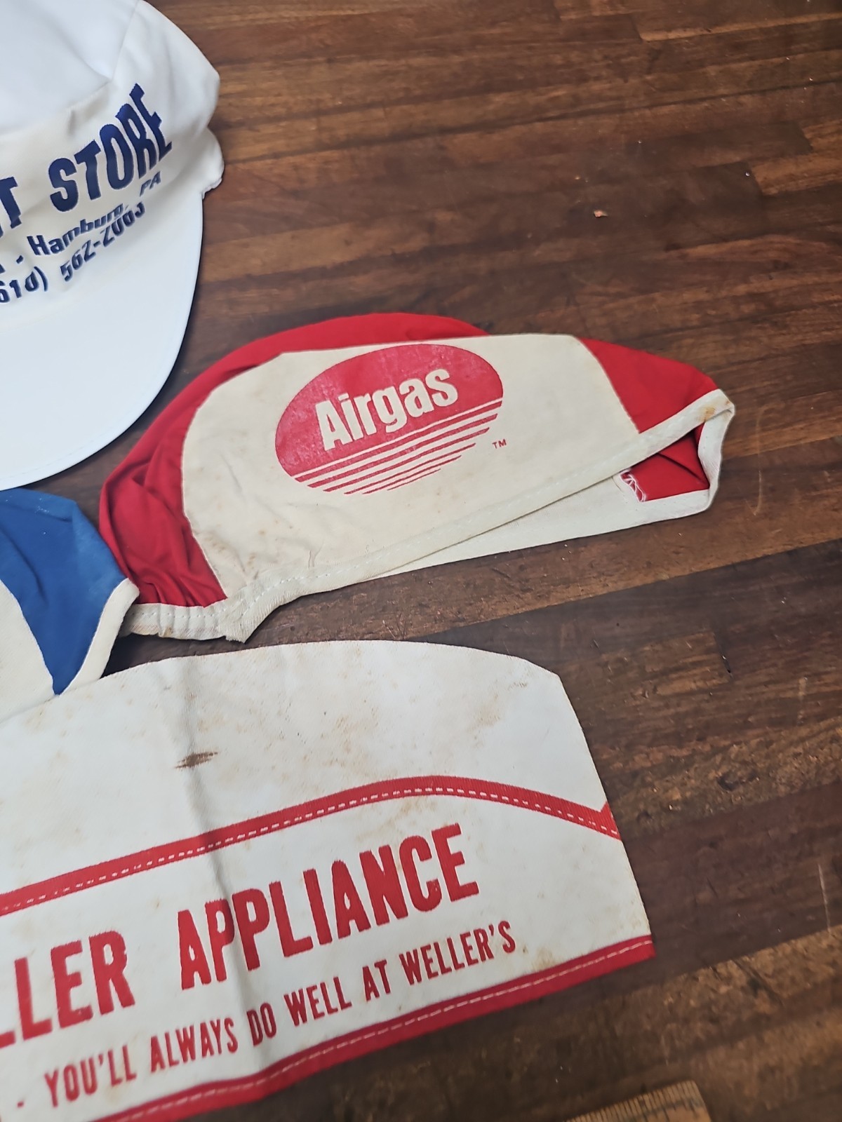 B84- 3 Vintage Welding welder’s Skull Caps + Adam’s Paint Store Painter Hat