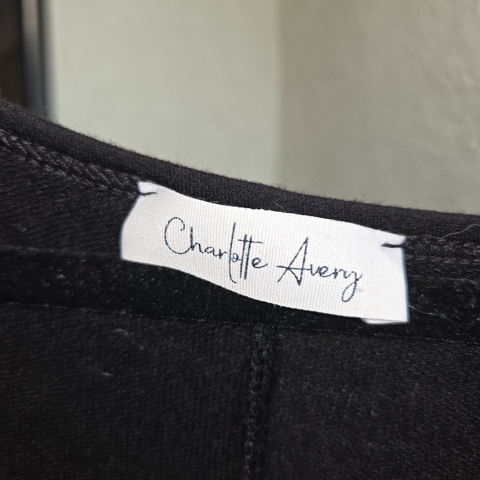 Charlotte Ashley Black V Neck Batwing Sleeve Top Size L
