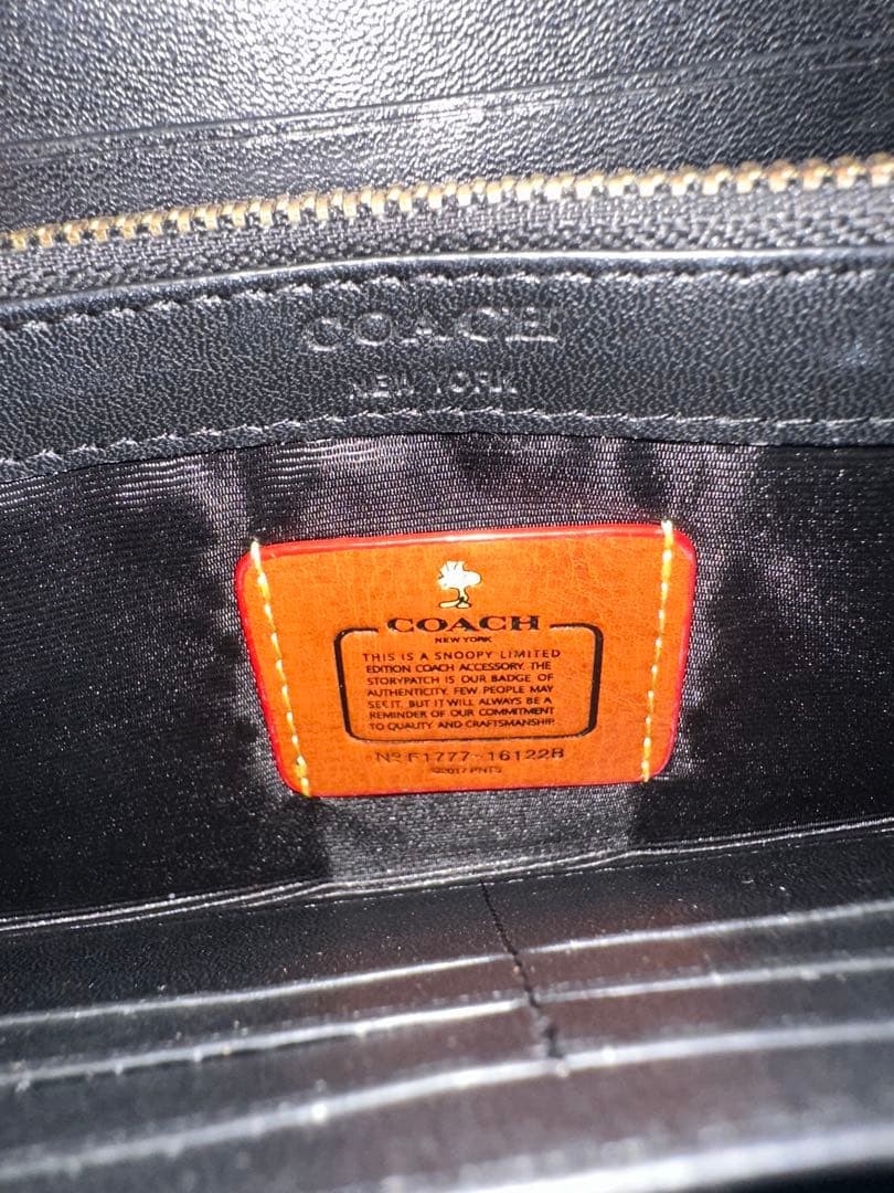 COACH Snoopy Embroidered Long Wallet Black