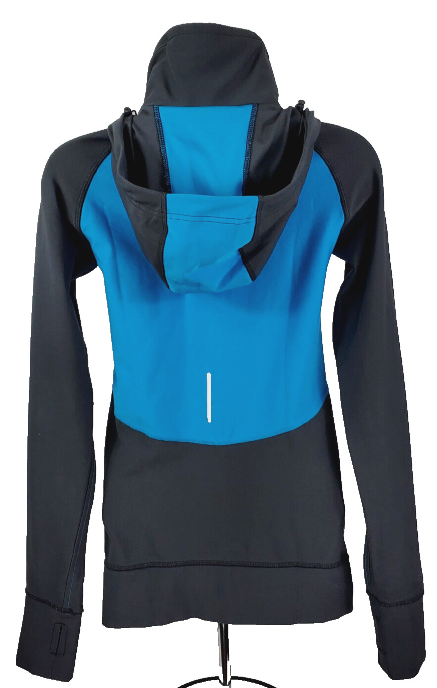 Nike Running DRI-FIT~Women XS~WARM Gray Blue Colorblock Hooded Full Zip Jacket