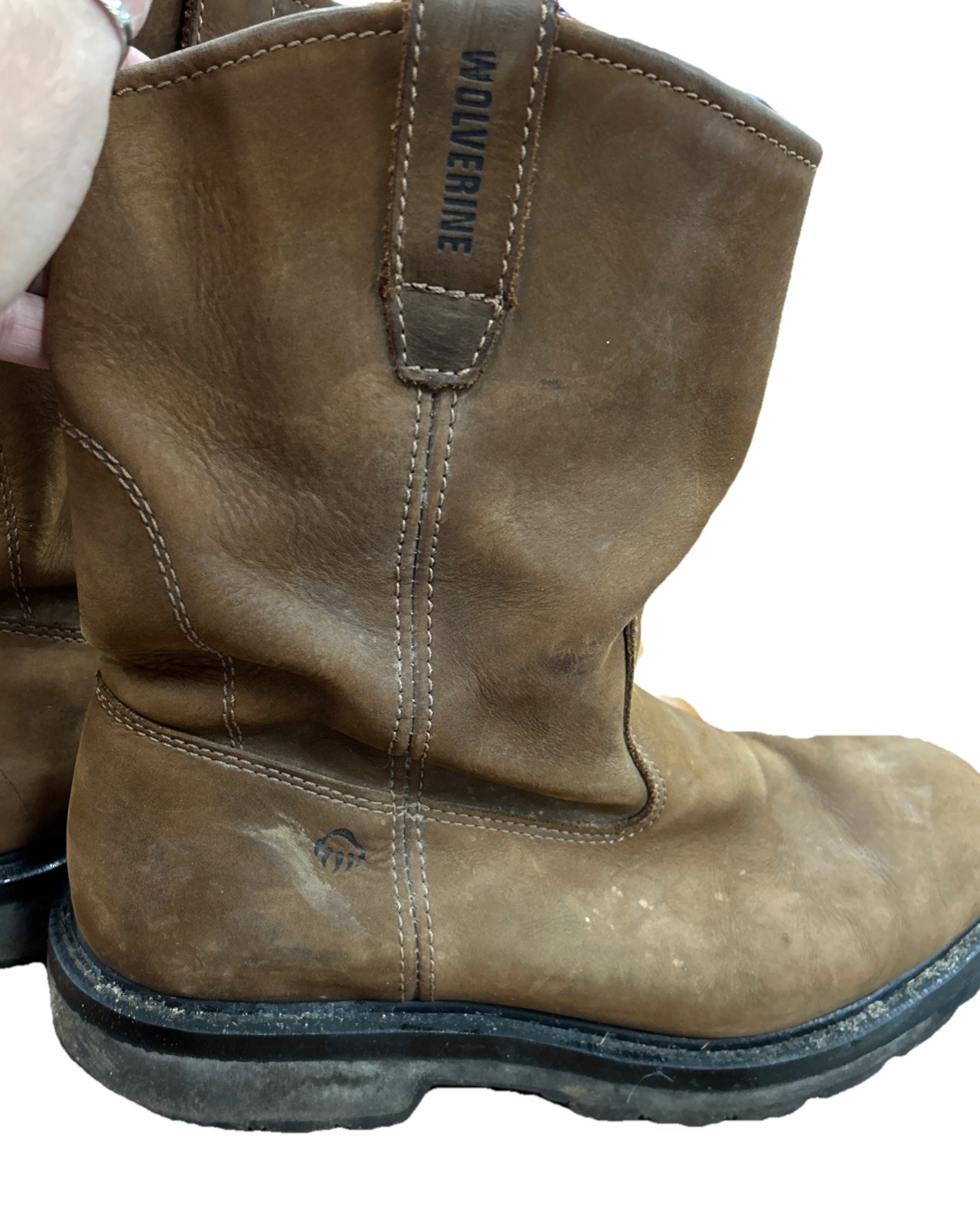 Wolverine Men W04727 Wellington Leather Work Boot 12 EW Extra Wide Soft Toe Brwn