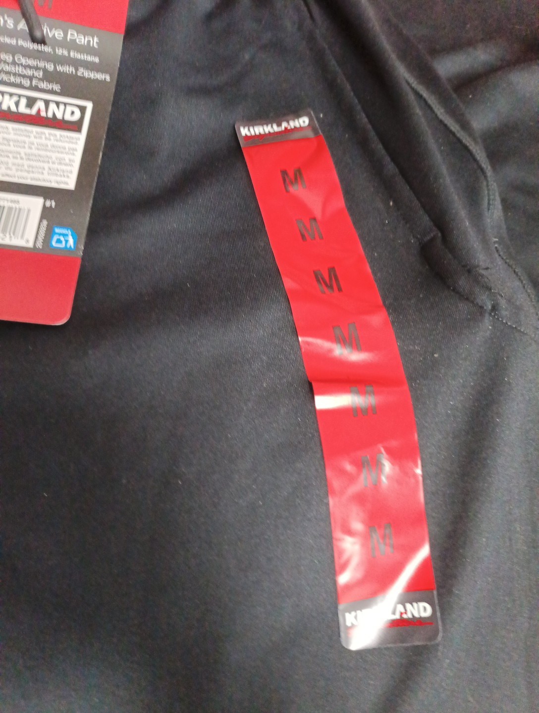 Kirkland Signature Men’s Active Jogger Pants Zipper Pockets Black M