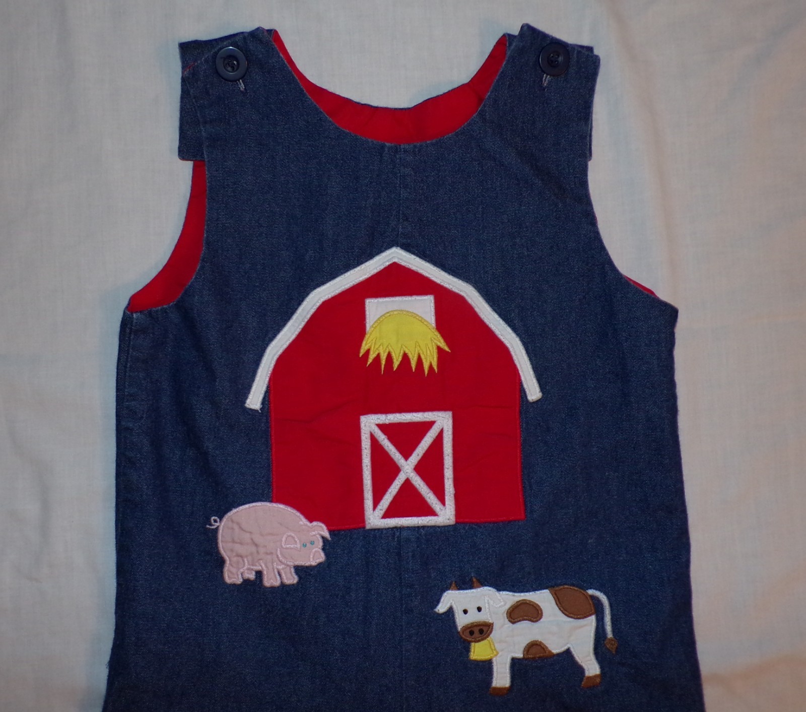 KELLYS KIDS Denim Barnyard Farm Animals Cow Pig Chickens Longall Romper Boys 4