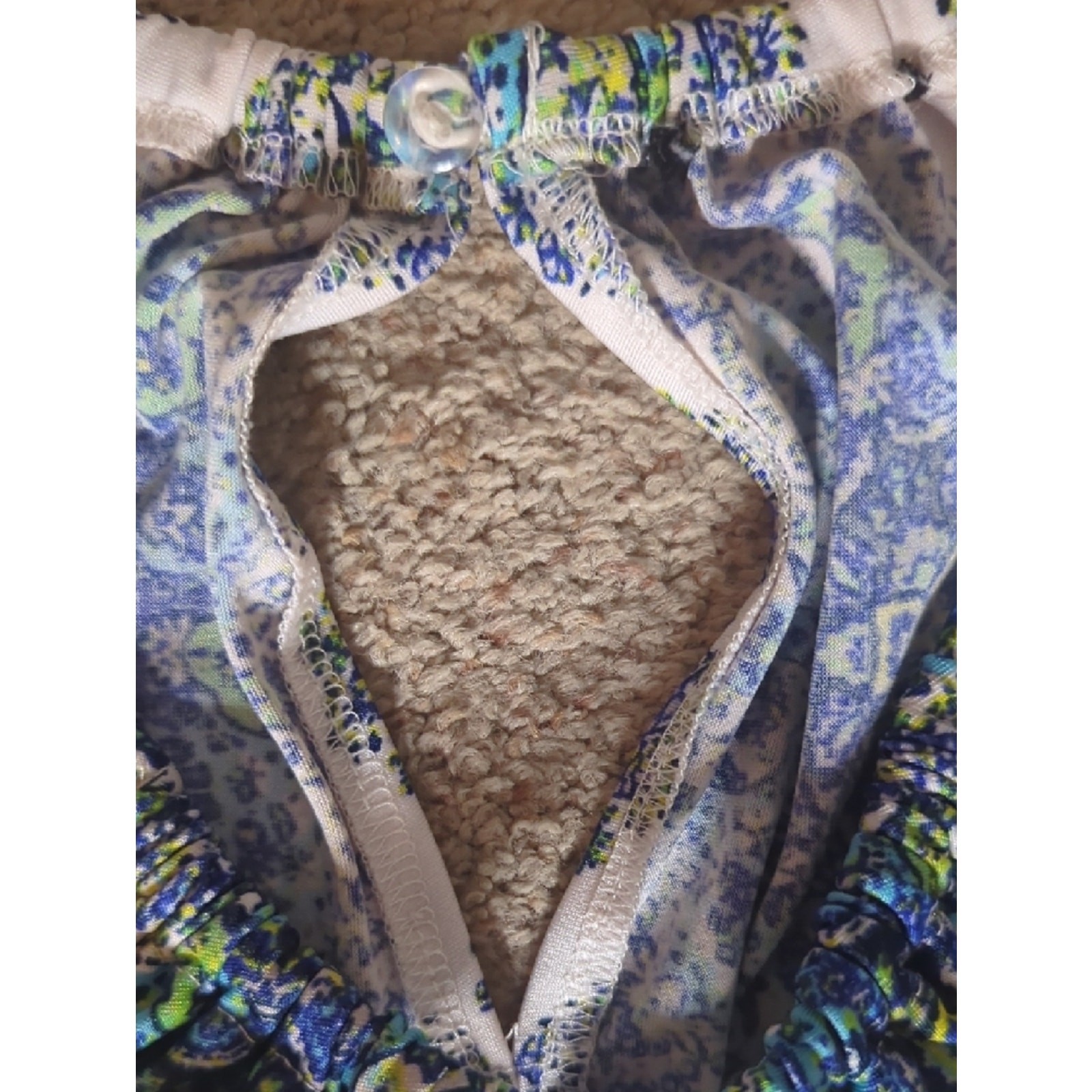 Source Unknown Blue, White & Green Paisley Halter Maxi Dress