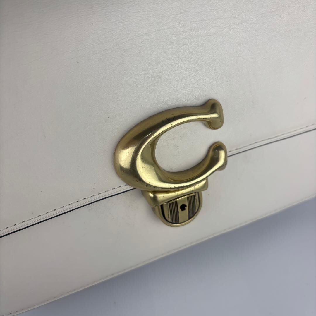 COACH Studio C6641 Ivory Leather Push Lock Crossbody Shoulder Bag Auth