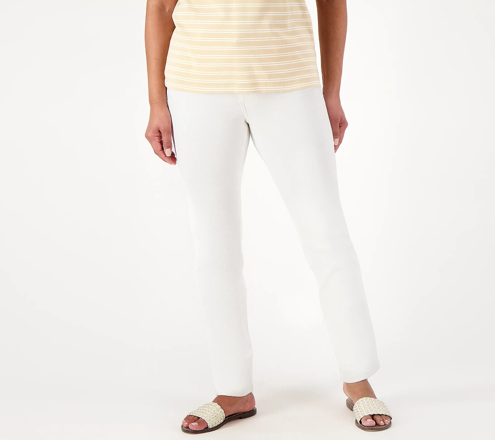 Denim & Co. Coolmax All Season Regular Straight Leg Jean Plus 18 White A575171