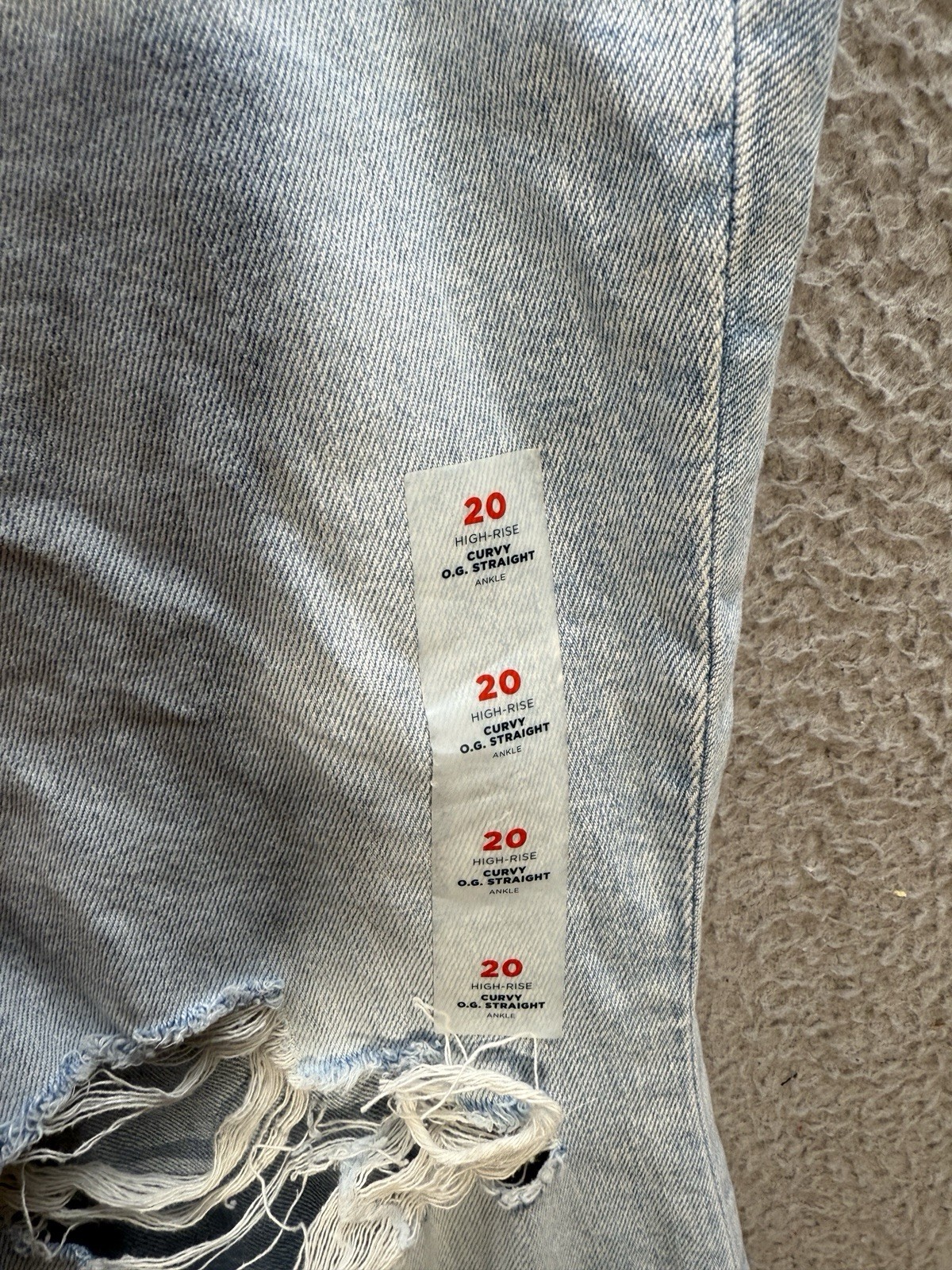 Old Navy Jeans Womens 20 Blue Curvy OG Straight Ankle High Rise Raw Hem Preppy