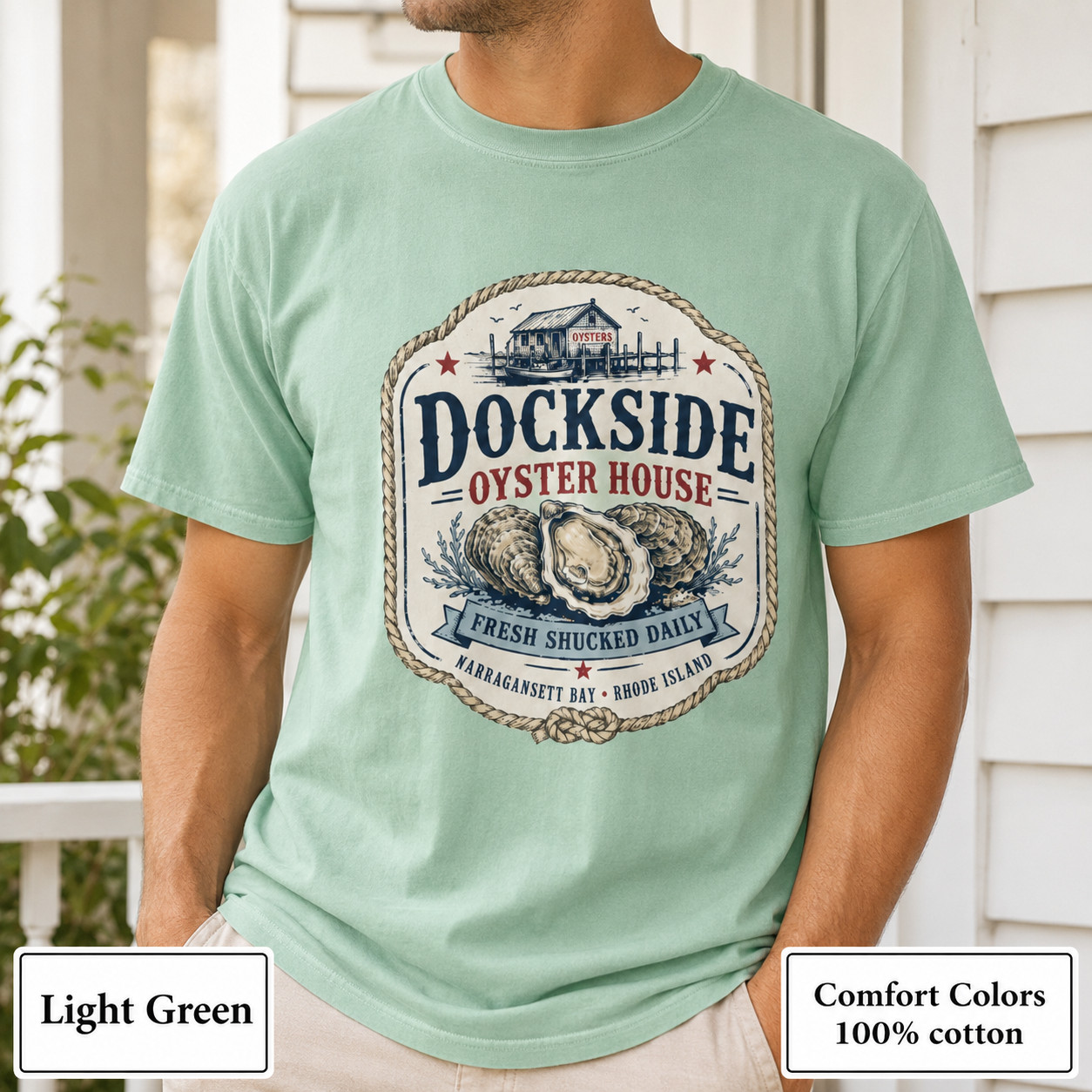 Dockside Oyster House Shirt, Coastal Comfort Colors Rhode Island Tee