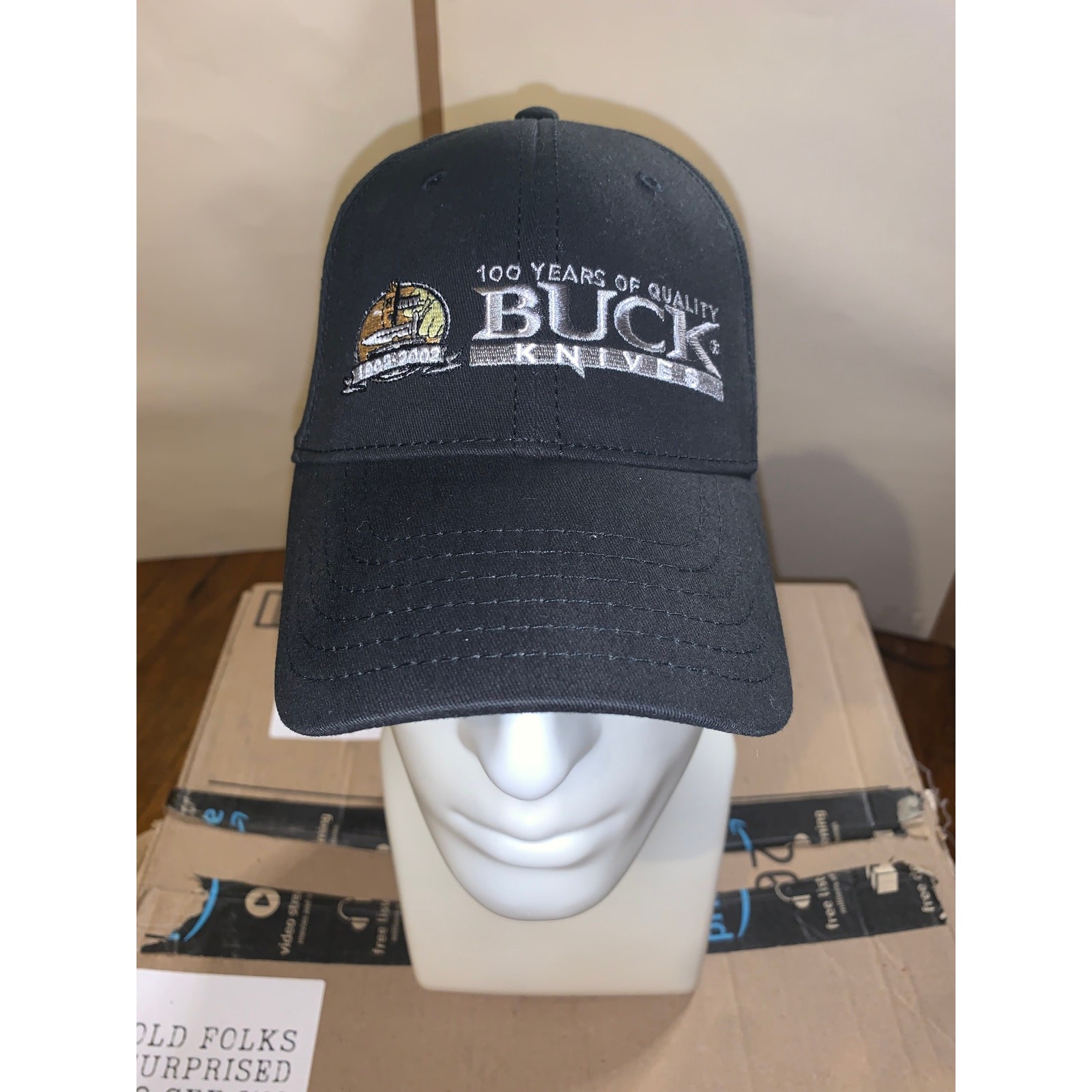 Buck Knives 100 Years of Quality Flex Fit Hat Black 1902-2002 Anniversary Cap